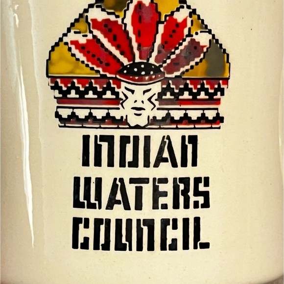 Vintage Boyscout BSA Coffee Mug Indian Waters Council SC Tribal Aztec Ceramic - Picture 3 of 8